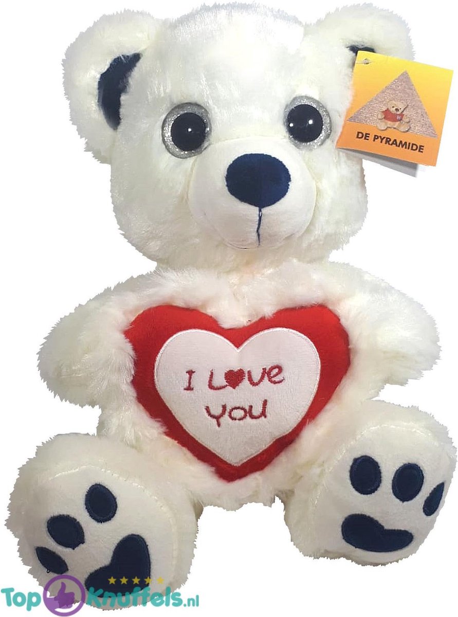 Witte Teddybeer Berry met Rood Hart I Love You 30 cm | Moederdag Cadeau - Ik hou van jou / I Love you Knuffelbeer |Valentijnsdag cadeau Rozenbeer | Love Teddy Rozen Beer